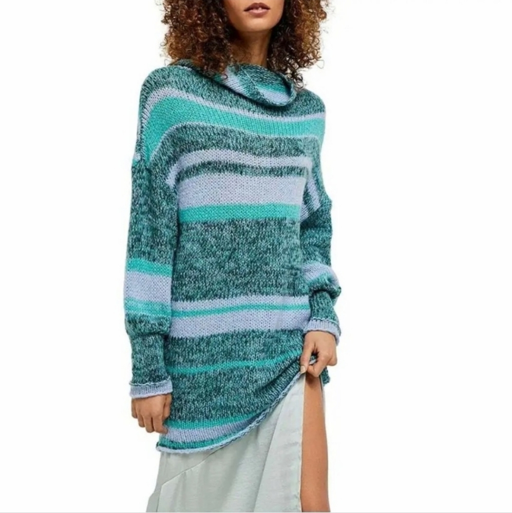 Wool Blend Candy Stripe Tunic Sweater